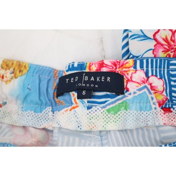 Ted Baker Swim Trunks Mens 5 Hawaiian Camp Board Shorts Drawstring fun postcard - Picture 9 of 16